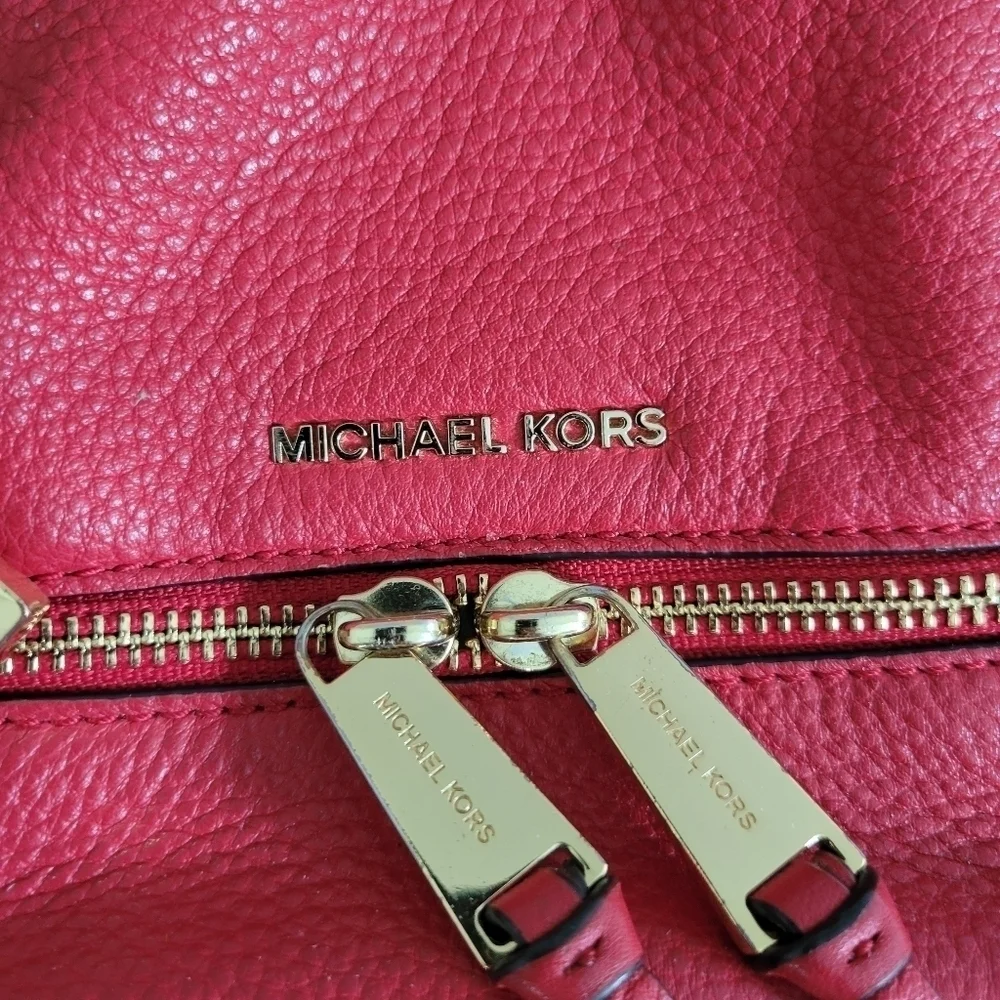 Michael Kors Red Grained Leather Mini Rhea Backpack